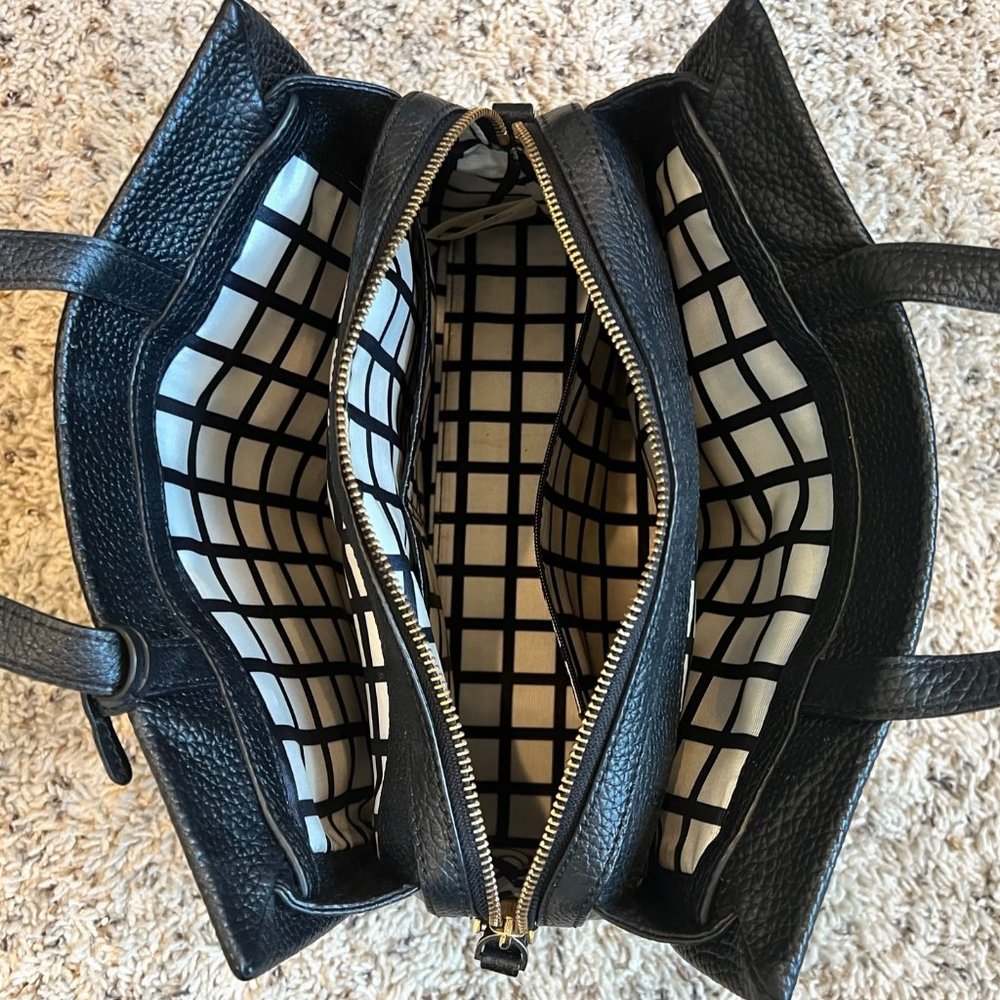 kate spade pebbled black leather bag, triple compartment - Picture 3 of 4